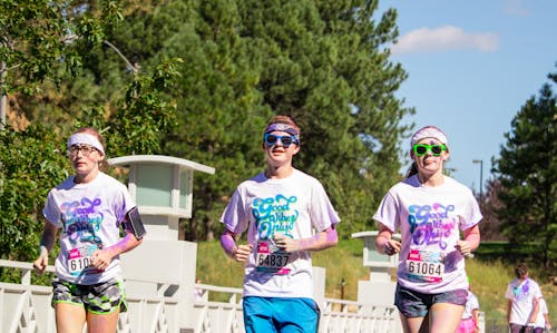 Free stock photo of 5k, colour run, friends