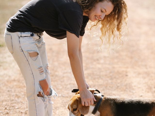 Person bonding with adoptable dog