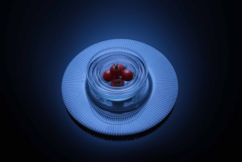 Tomate Cereja Em Uma Tigela De Vidro Transparente