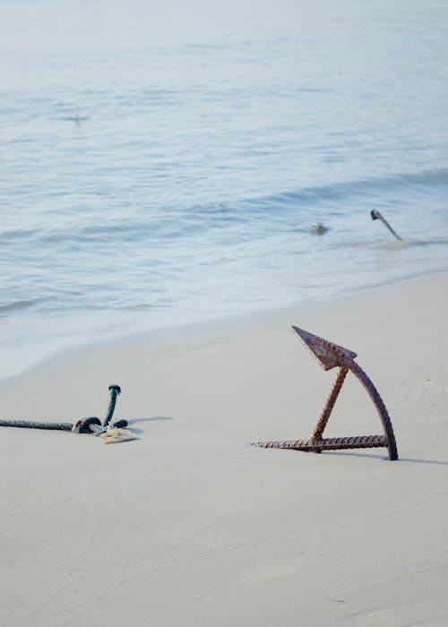 A Buried Steel Anchor on the Shore