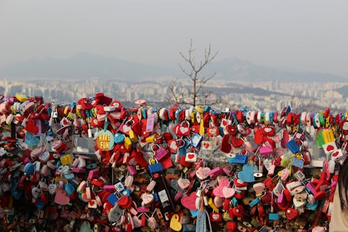 Foto d'estoc gratuïta de cadenats de l'amor, Corea del Sud, fita