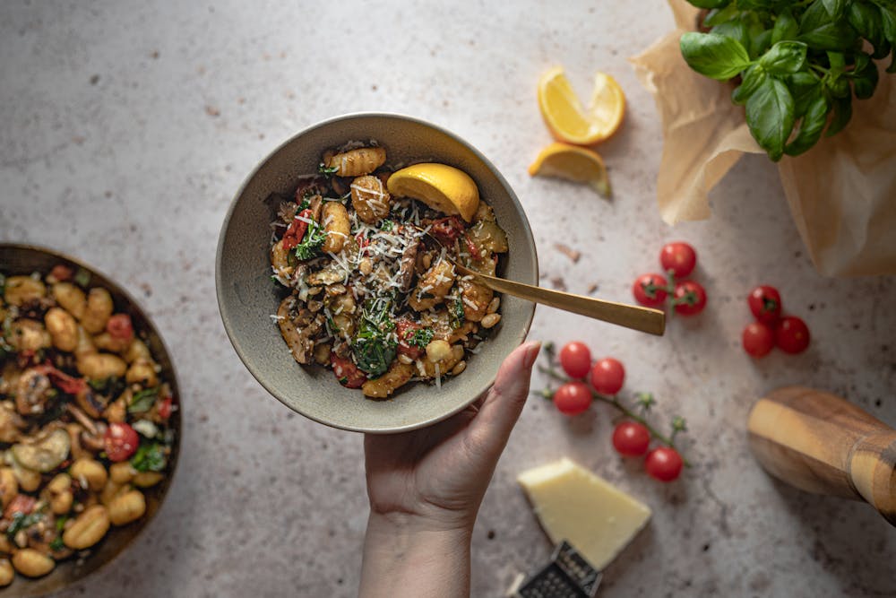 One-Pan Gnocchi and Spinach with Cherry Tomatoes