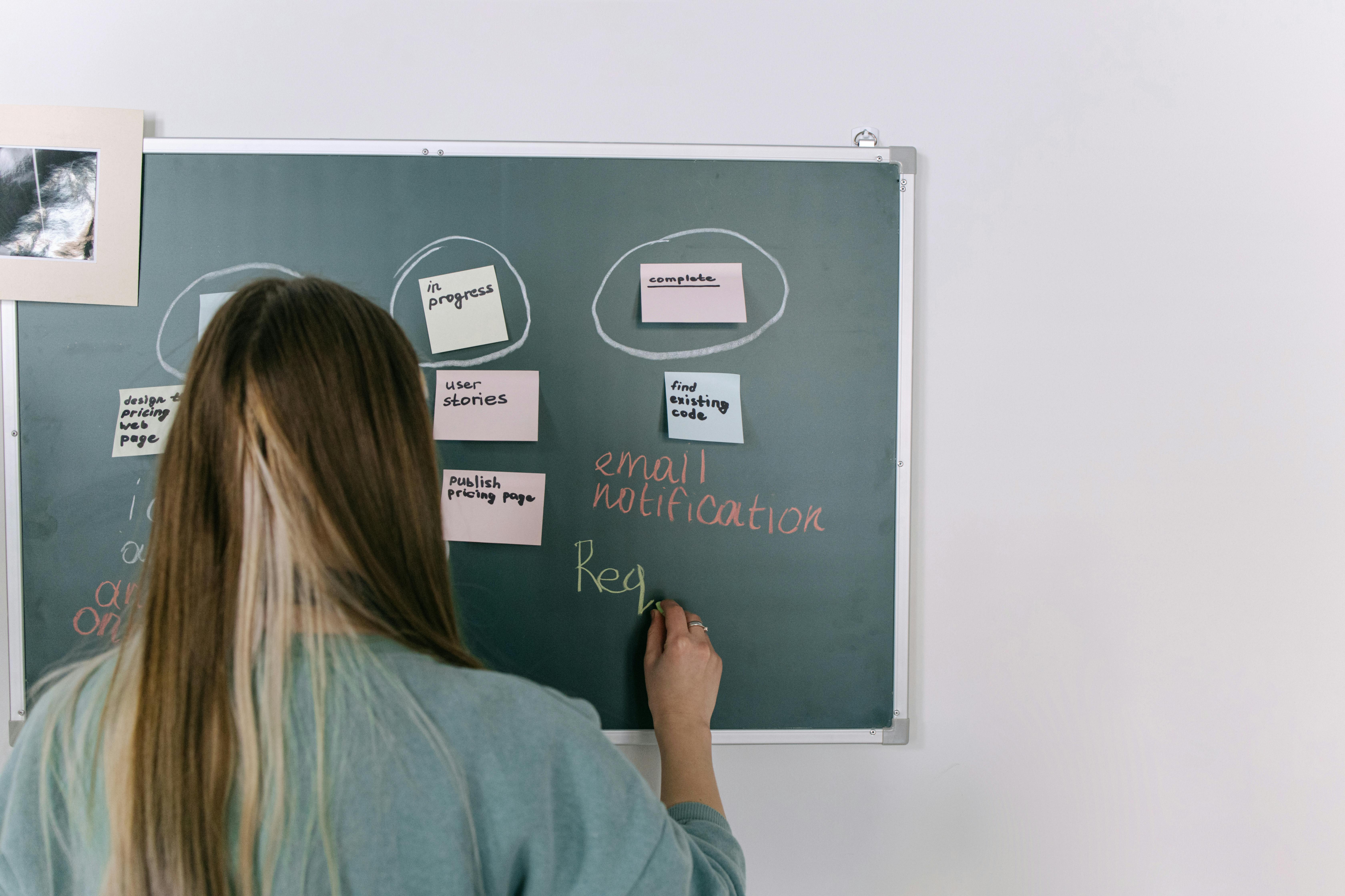 Woman Writing on Blackboard