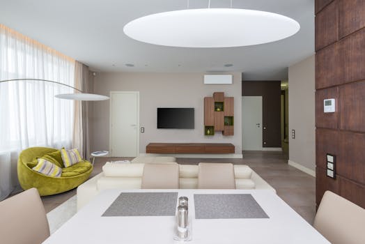 Elegant and spacious living room featuring modern design, cozy furnishings, and bright natural lighting.