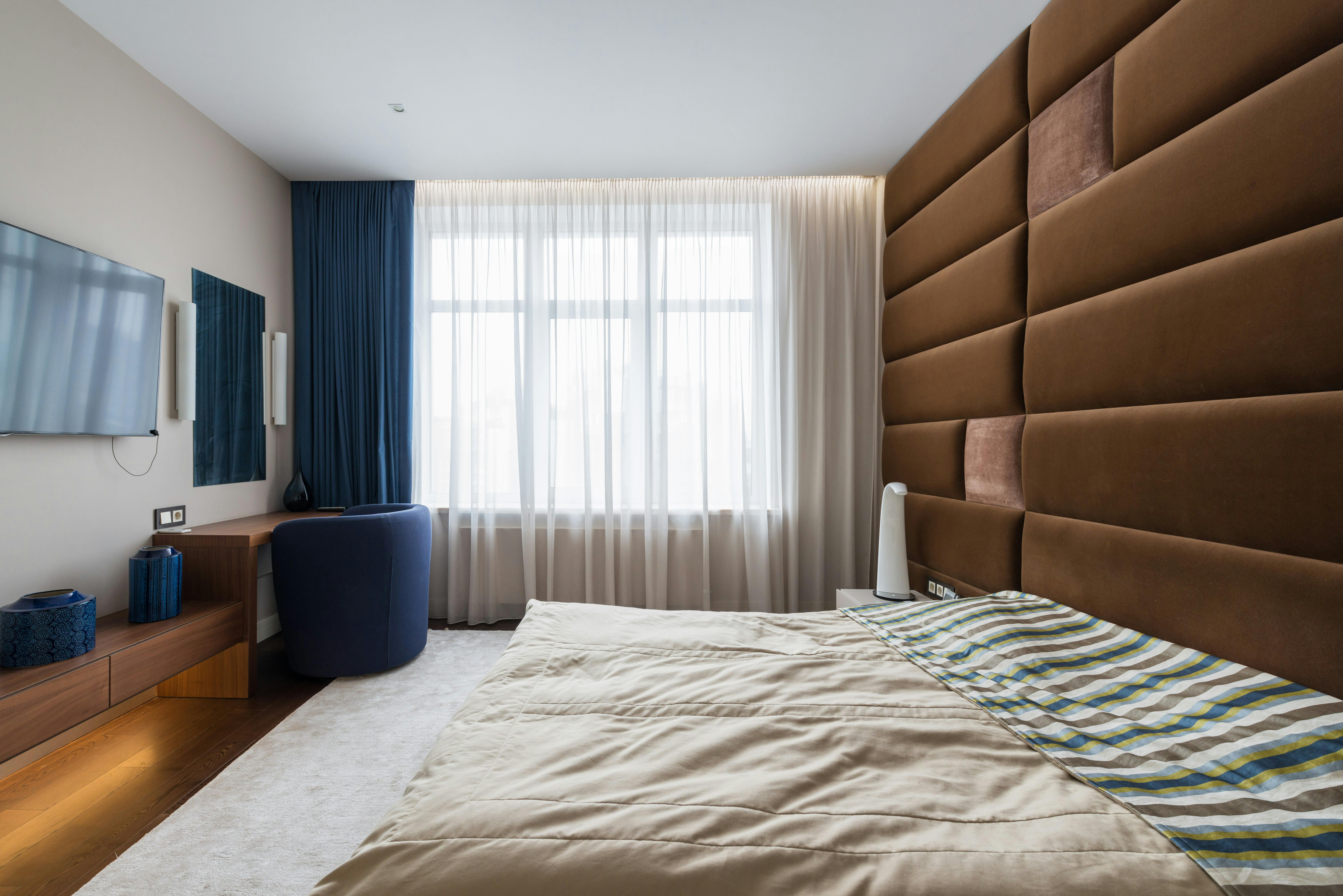 interior of bedroom in modern apartment