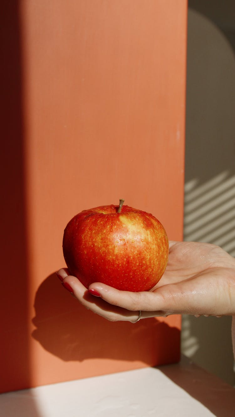 Person Holding Red Apple