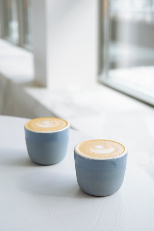 Free Photo of Blue Cups with Coffee Stock Photo