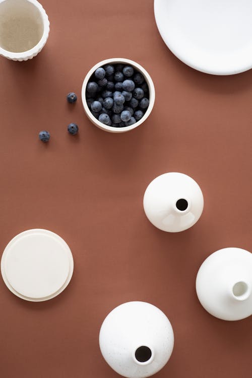 Blue Berries on White Ceramic Bowl