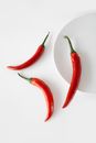 Raw Chili Peppers on a White Surface