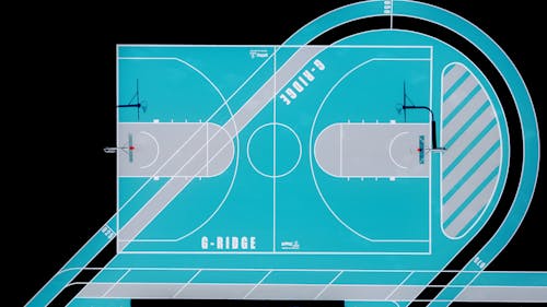 Vector illustration of modern basketball field with inscriptions