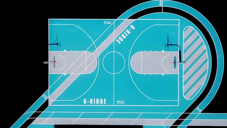 Vector Illustration Of Modern Basketball Field With Inscriptions