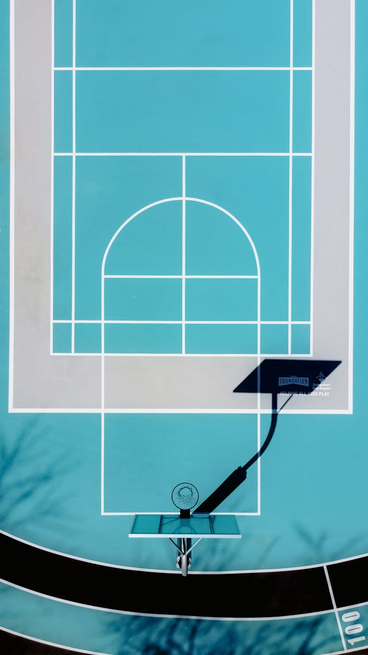 Graphic Template Of Basketball Court With Symmetrical Lines