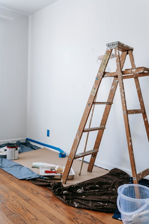Free Brown Wooden Stepladder In A Room Stock Photo