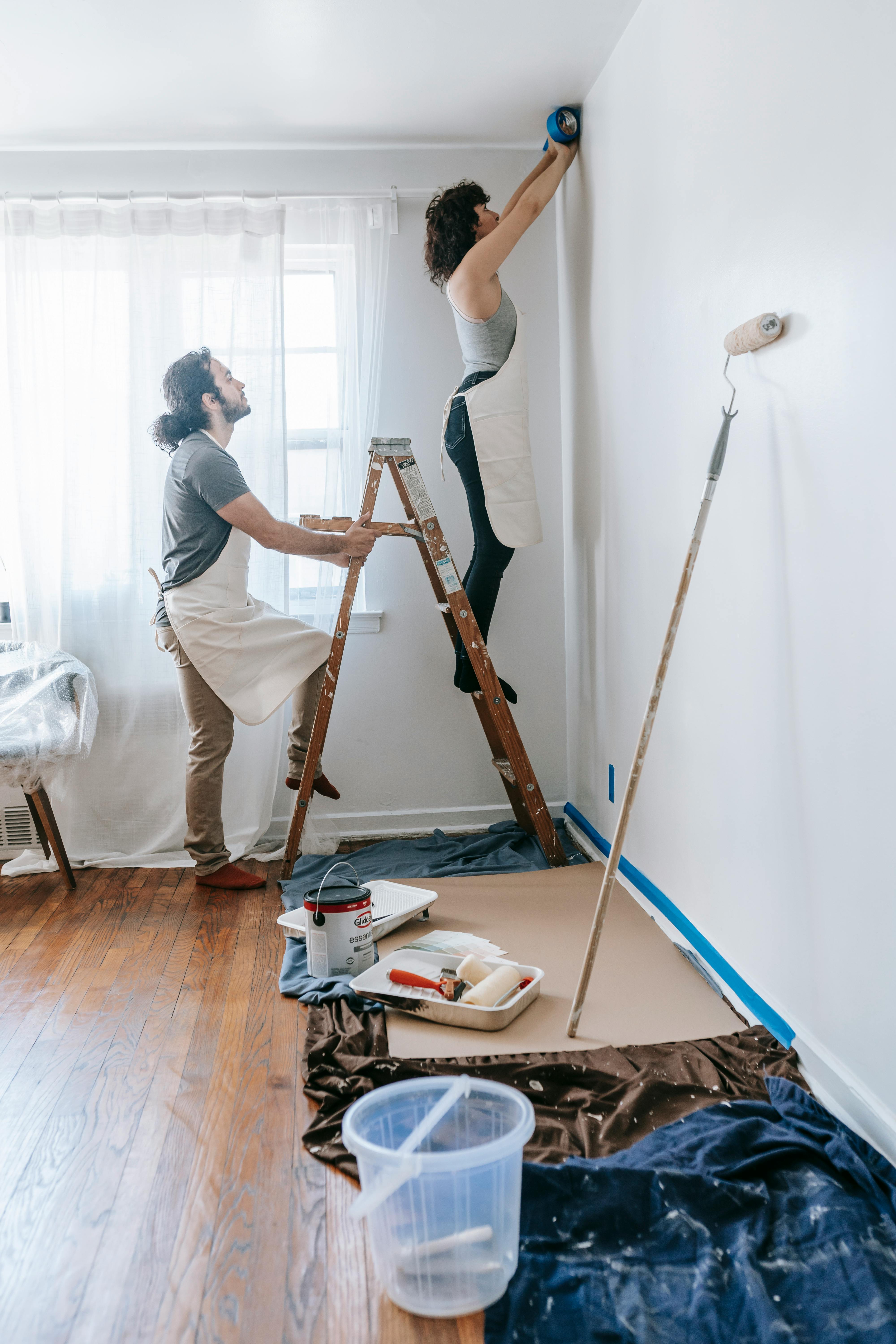 couple doing home improvements