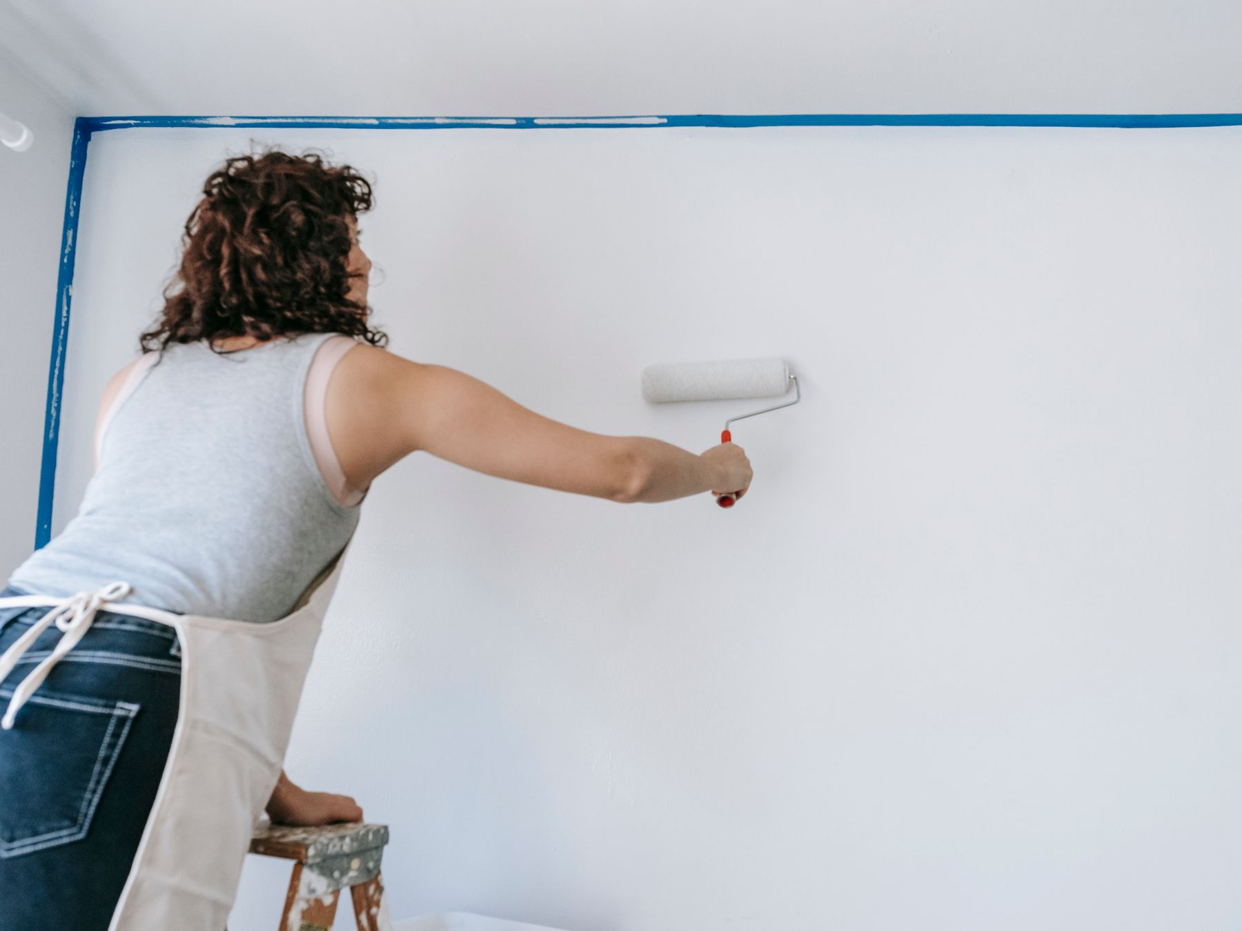 Masonry and Render Painting in Becontree Heath — surfaces prepped and cut in by hand