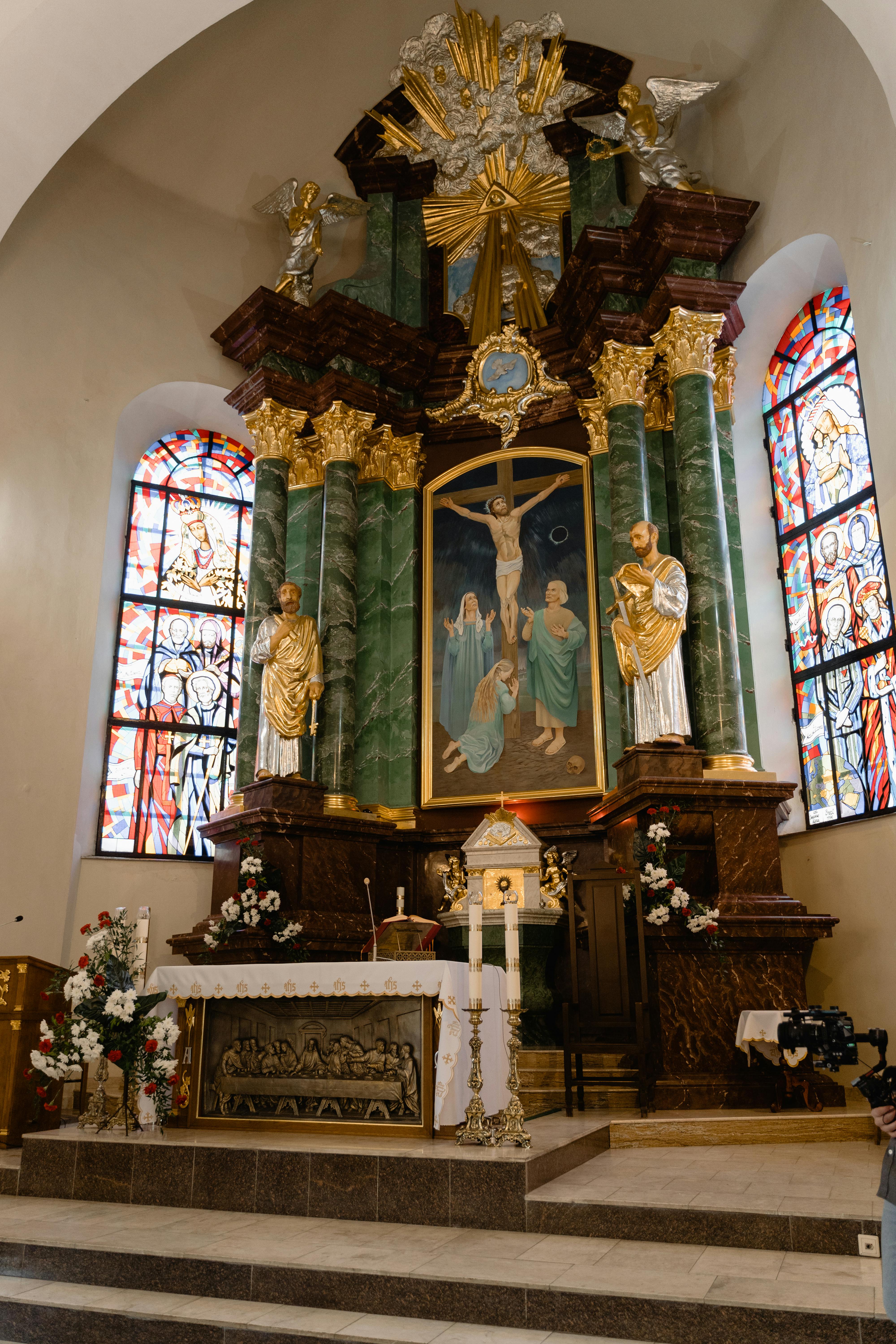 gold and blue cathedral interior