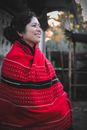 Woman in Red and Black Dress