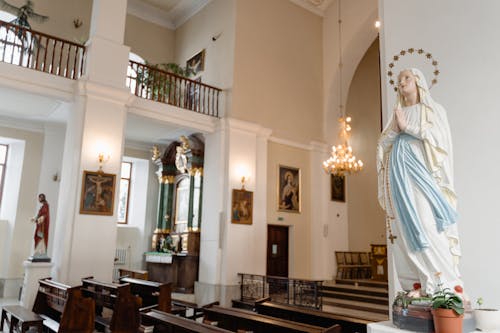 Free Virgin Mary Inside Catholic Church Stock Photo