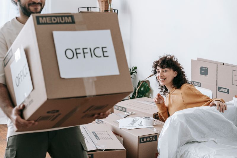 empty office space with measuring tape on the floor