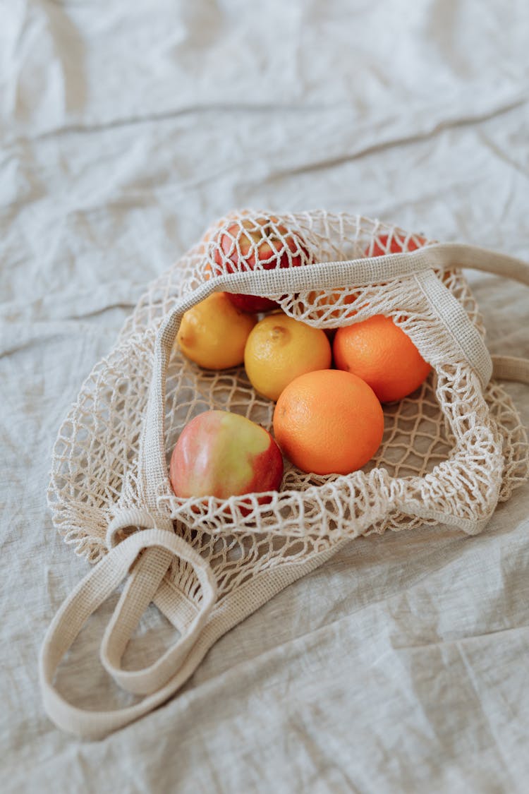 Fruits Inside A Net Bag