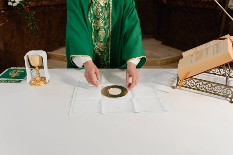 A Priest Celebrating A Holy Mass