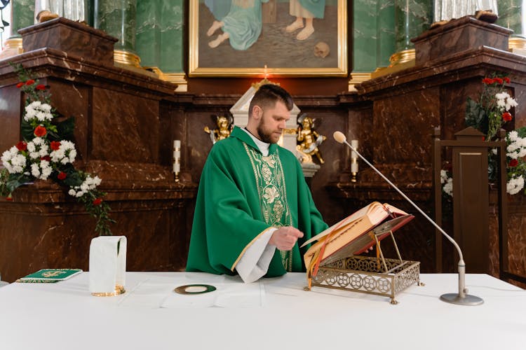 A Priest Celebrating A Holy Mass