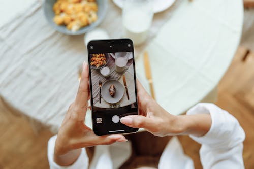 Close-Up Shot of a Person Taking Photo Using a Smartphone