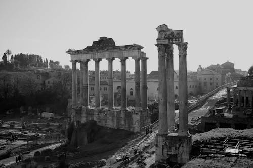 Free 
A Grayscale of the Roman Forum in Italy Stock Photo