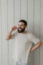 A Man Brushing Her Teeth