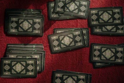 Tarot Cards on Red Table