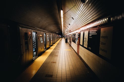 Symmetrical View of a Subway Platform 