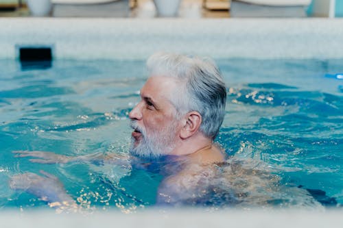 Free Bearded Man in the Swimming Pool Stock Photo