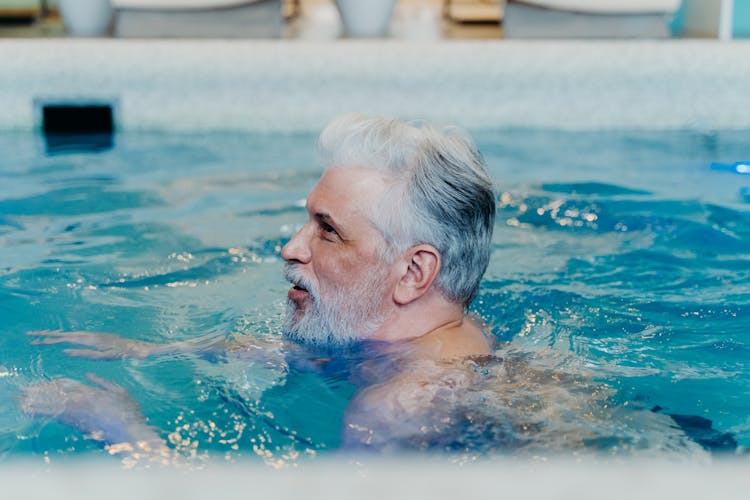 Bearded Man In The Swimming Pool