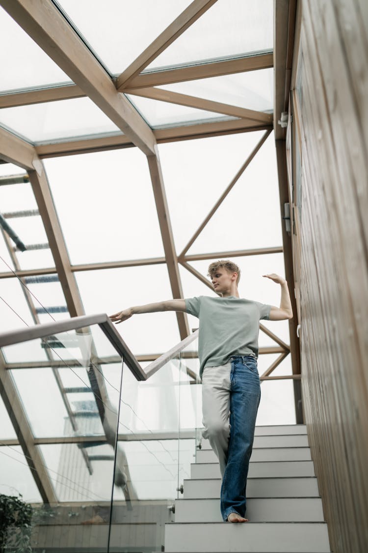 Man Walking Down The Stairs