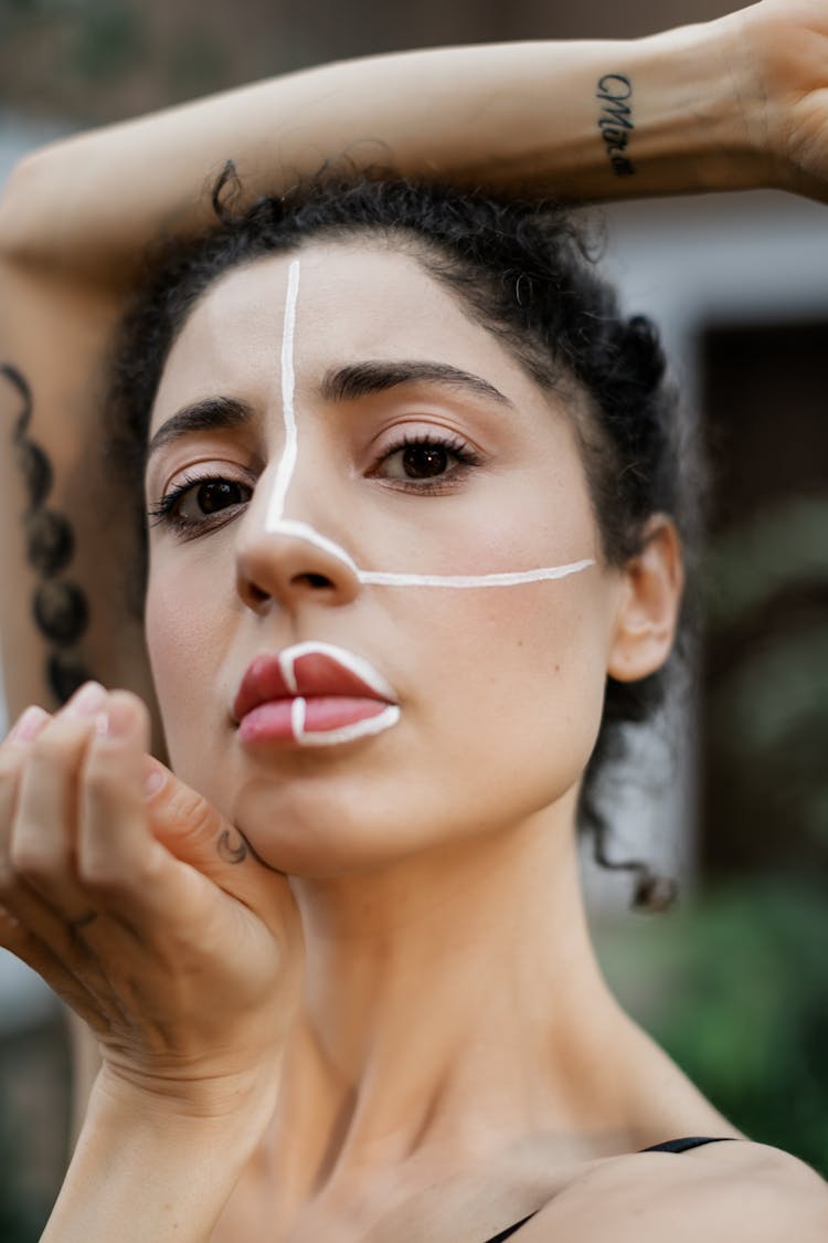 Woman With Lines Face Paint