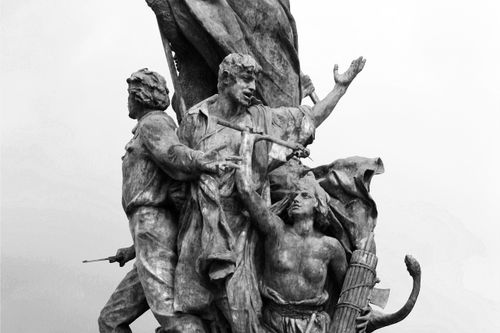 Free Detailed black and white close-up of a monumental sculpture in Rome, Italy. Stock Photo