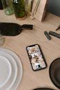 Free stock photo of cellphone, cooking, cookware