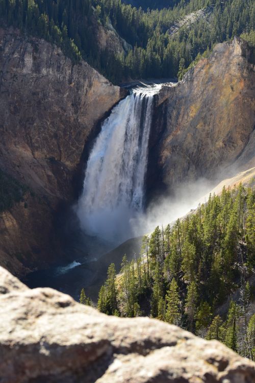 Free Captivating view of a waterfall cascading in Yellowstone National Park. Stock Photo