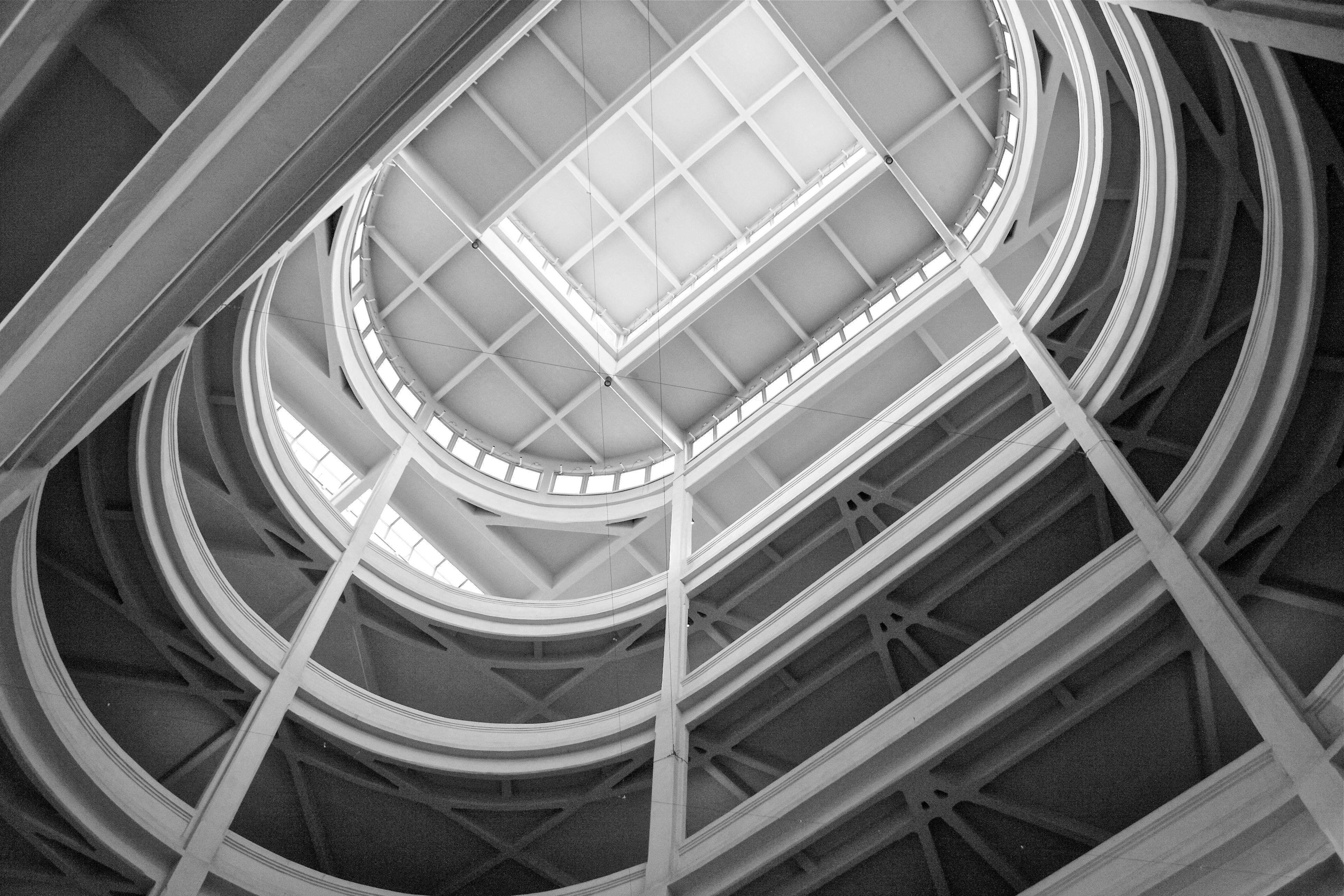 A striking architectural shot with geometric lines and symmetry