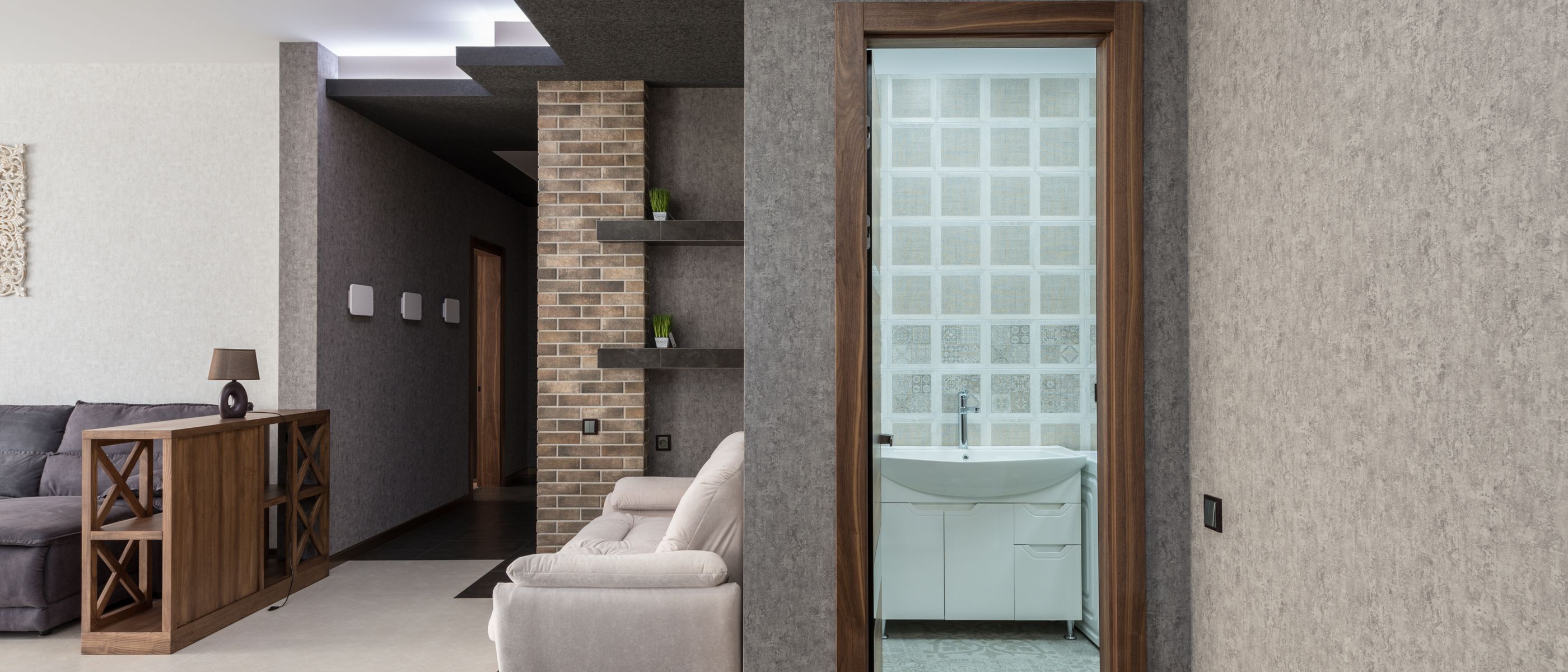Wallpapering in Chase Cross — woodwork brushed to a crisp, smooth line