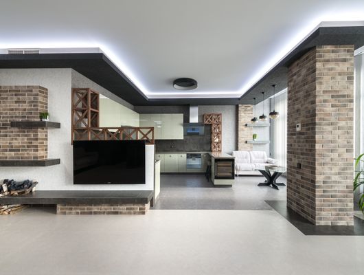 Modern apartment with LG TV and kitchen appliances at Agrawal Automobiles Sikar