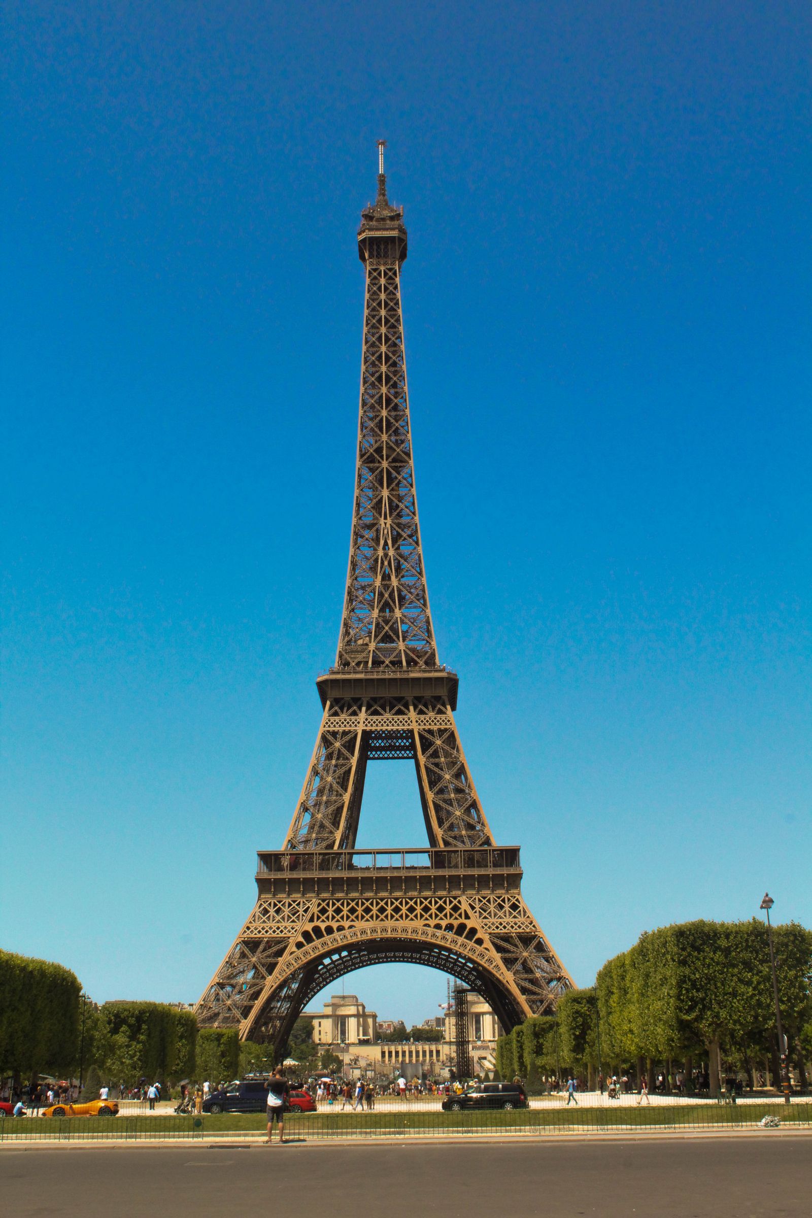 Eiffel Tower Paris full view blue sky