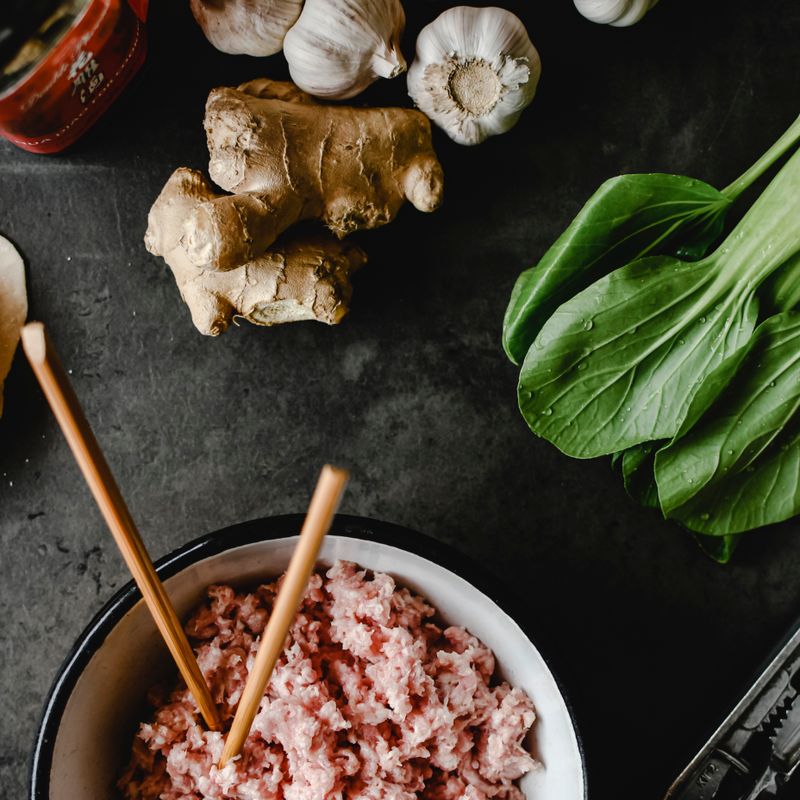 Wonton Wrapper Lasagna with Ginger Pork and Bok Choy