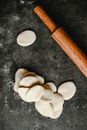 Overhead Shot of Dough Near a Rolling Pin