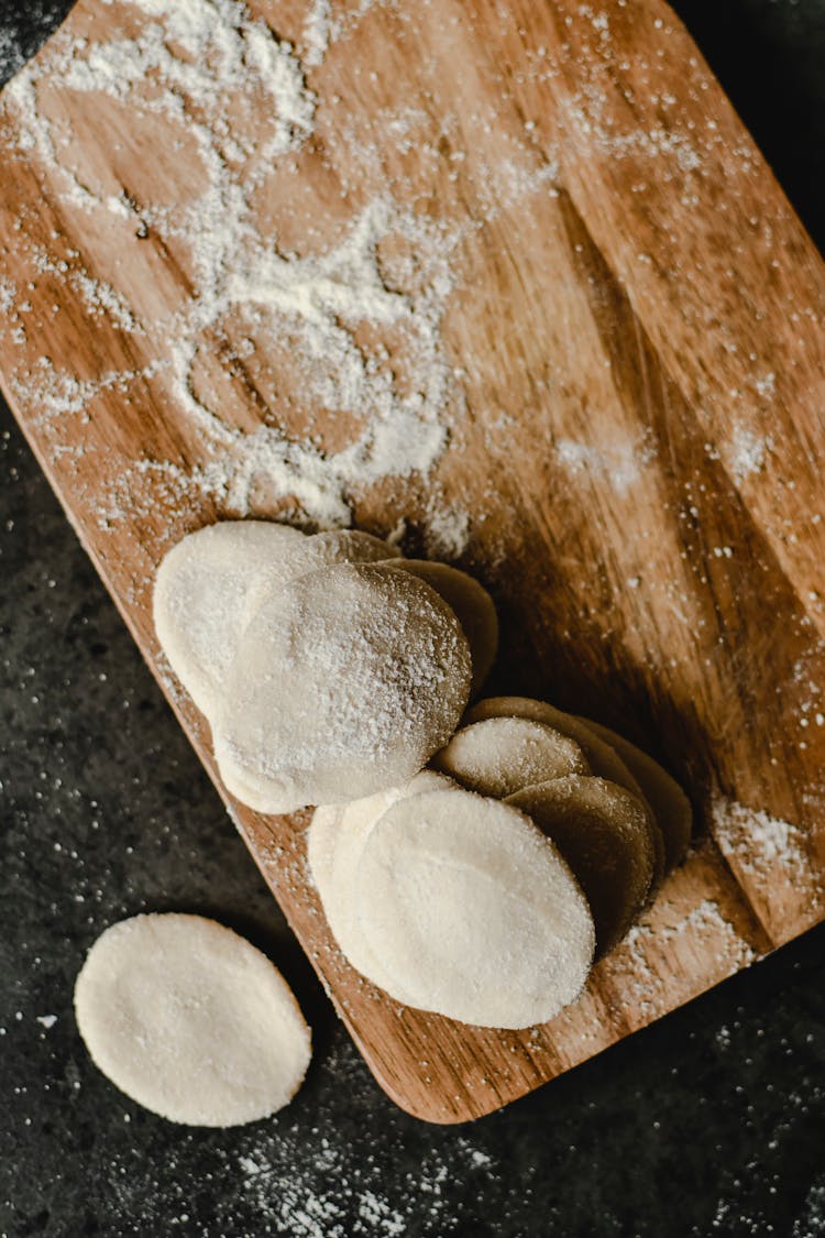 Overhead Shot Of Dough With Flour