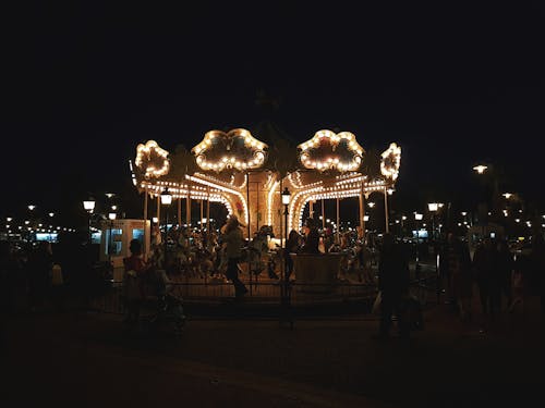 Free Photo of Carnival Horse Carousel at Night Stock Photo