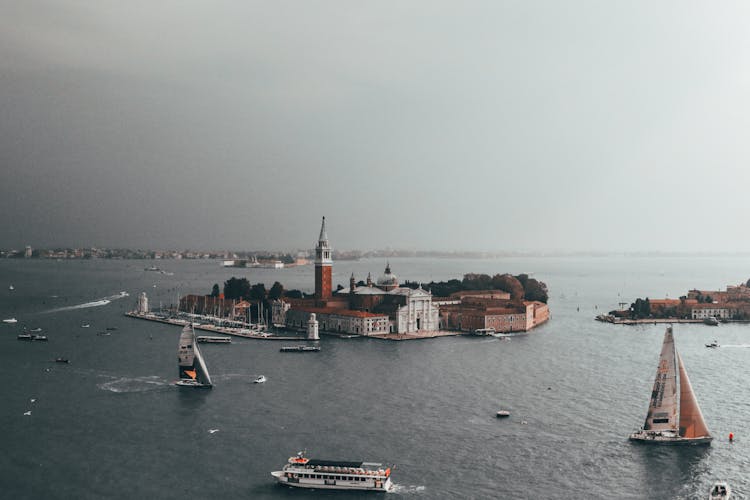 Aerial Shot Of Saint Giorgio Maggiore Island In Venice Italy