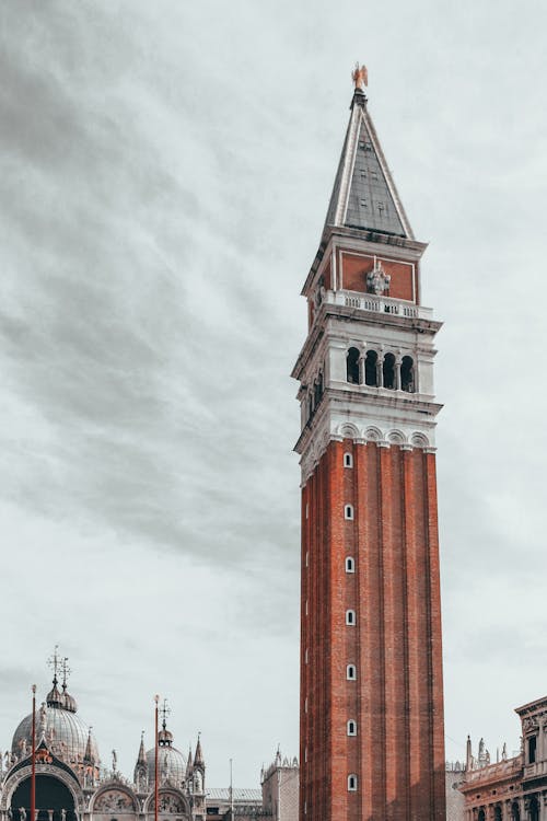 Free Bell Tower of Saint Mark's Basilica in Venice Italy Stock Photo