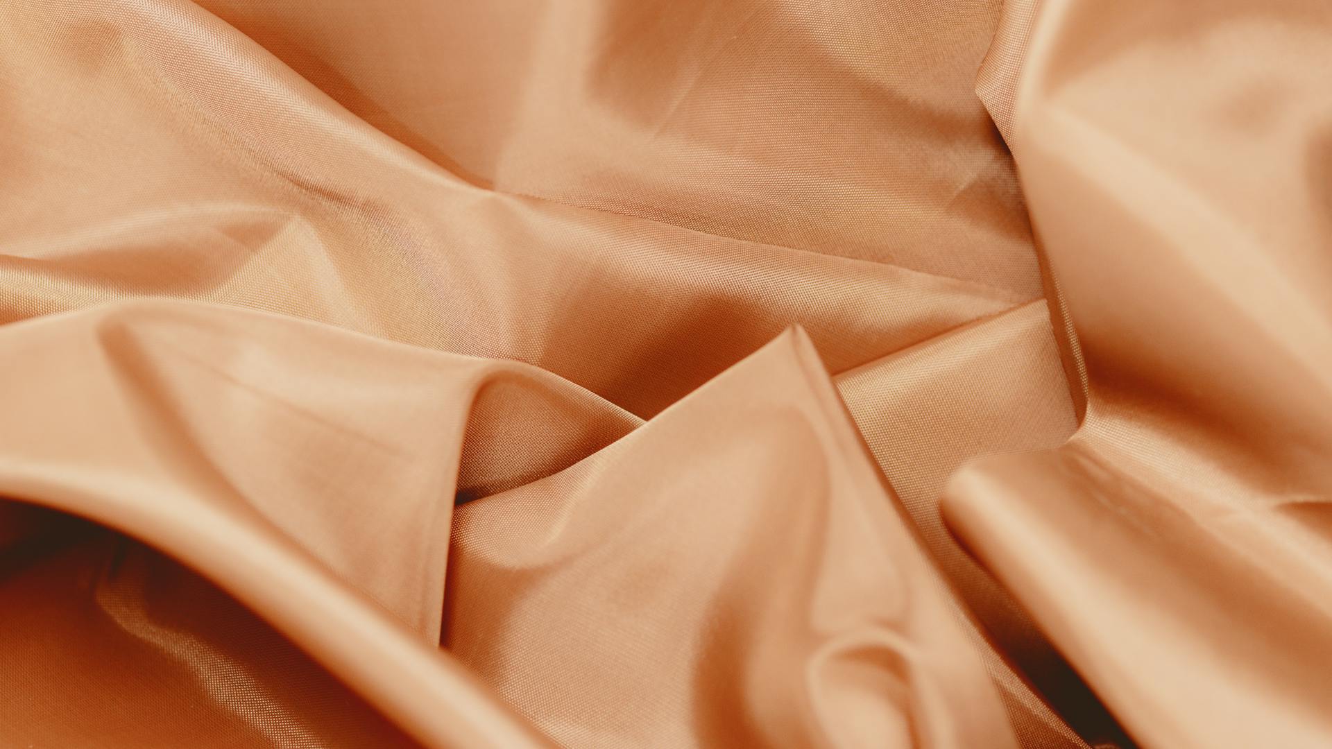 Peach Silk Fabric in Crumple