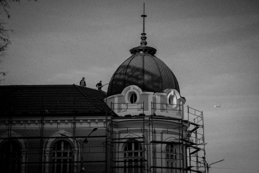 Grayscale Photo of Dome Building